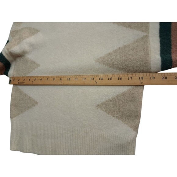 Madewell Sweater Cream Crop Wool Alpaca Boat Neck Striped Sleeve Geo Women's XS - Picture 10 of 11